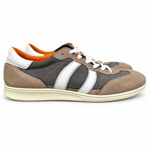 ECCO Mens Leather Suede Sneakers Gray Taupe White Comfort Shoes Approx 10-10.5